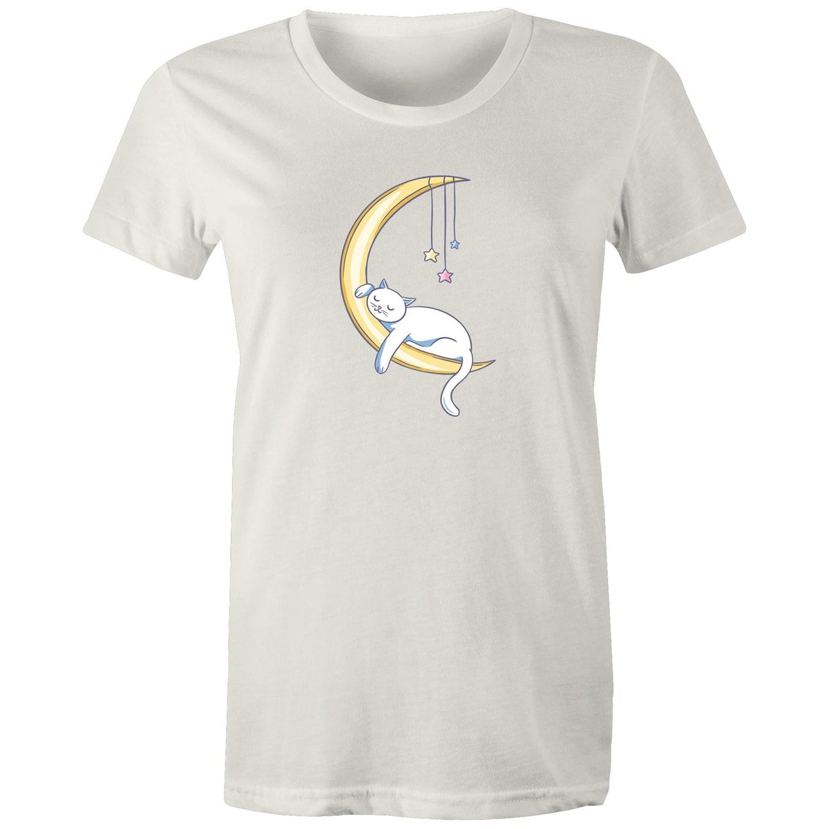 Women's Cat Sleeping on Moon T-shirt
