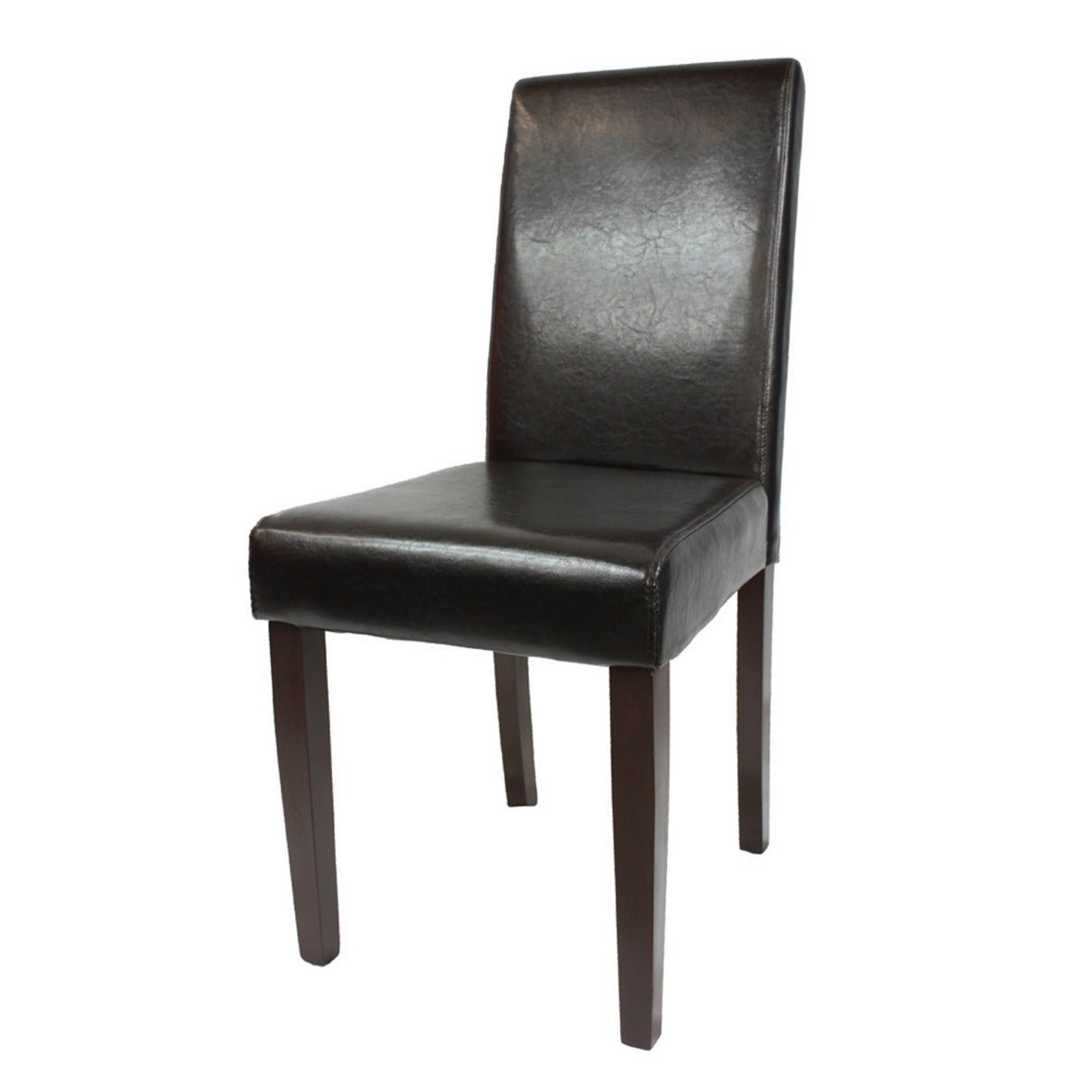 2PCS - Wooden Frame Black Leatherette Dining Chairs with Solid Pine Legs