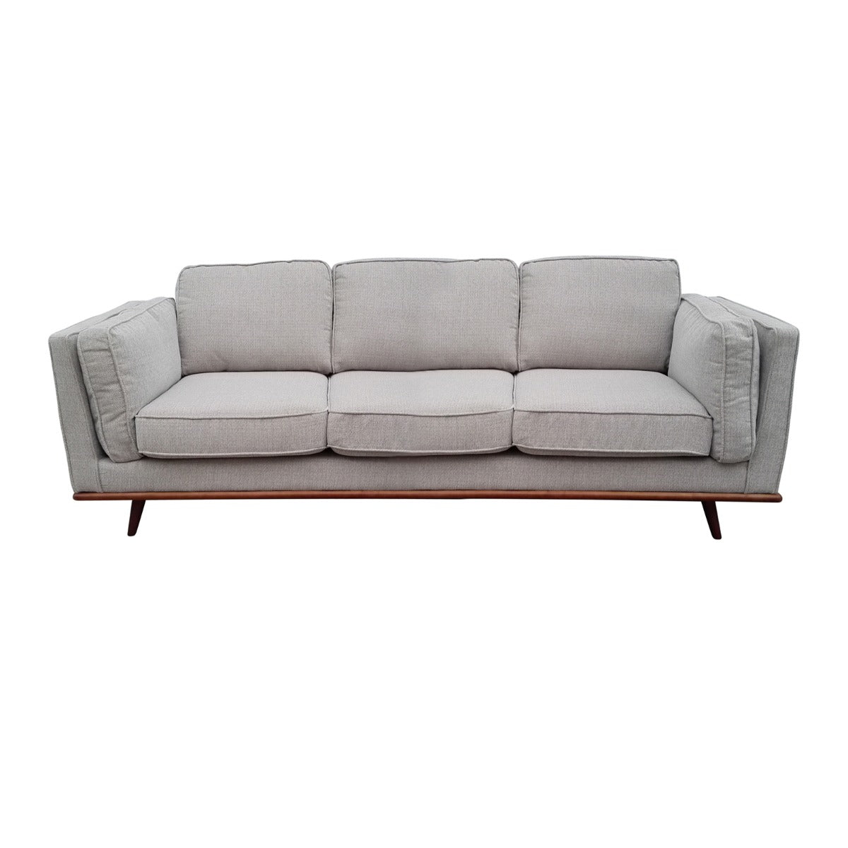 Modern Beige Fabric 3 Seater Sofa Lounge With Wooden Legs