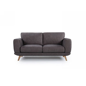 Brown 2 Seater Fabric Sofa Lounge With Wooden Legs