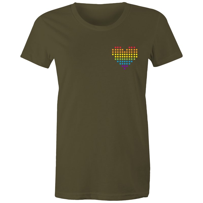 Women's Rainbow Heart Pocket T-shirt