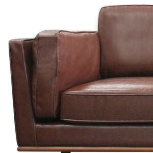 Brown 3 Seater Faux Sofa Lounge / Couch With Wooden Frame