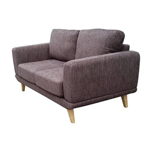 Brown 2 Seater Fabric Sofa Lounge With Wooden Legs