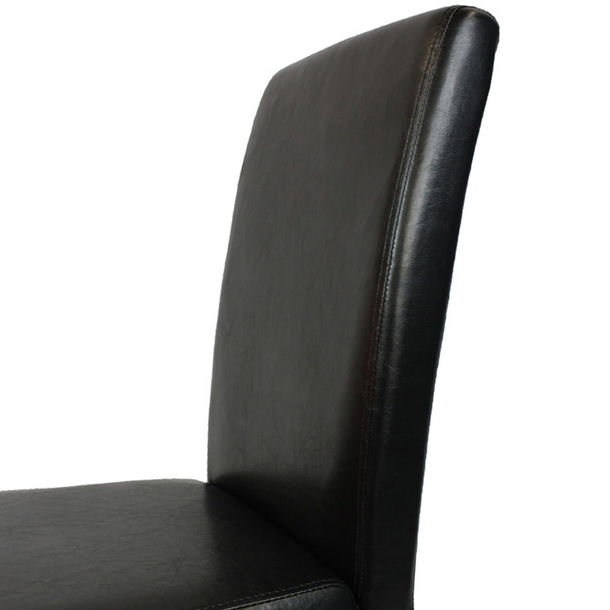 2PCS - Wooden Frame Black Leatherette Dining Chairs with Solid Pine Legs