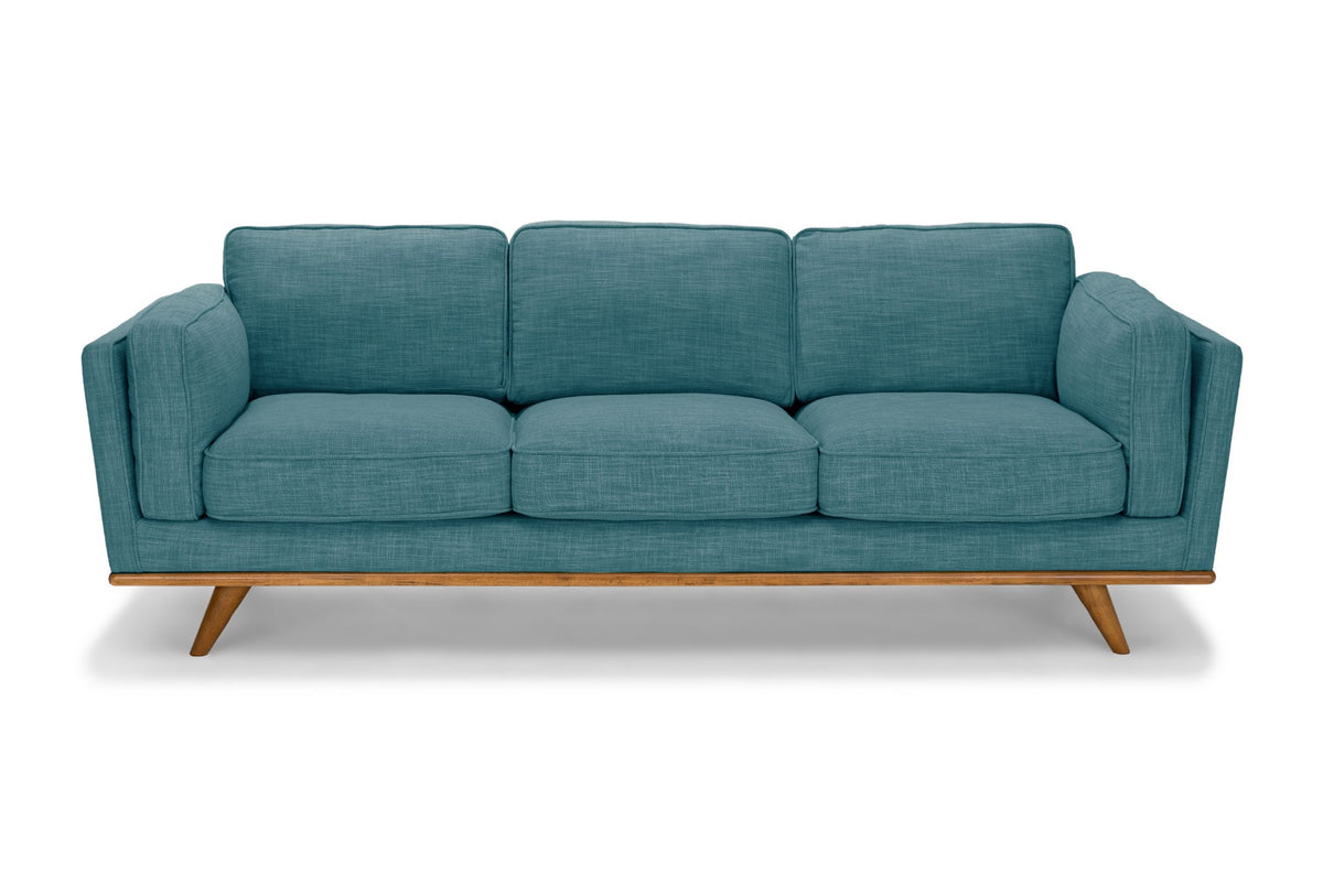 Teal Fabric 3 Seater Sofa Lounge With Wooden Frame