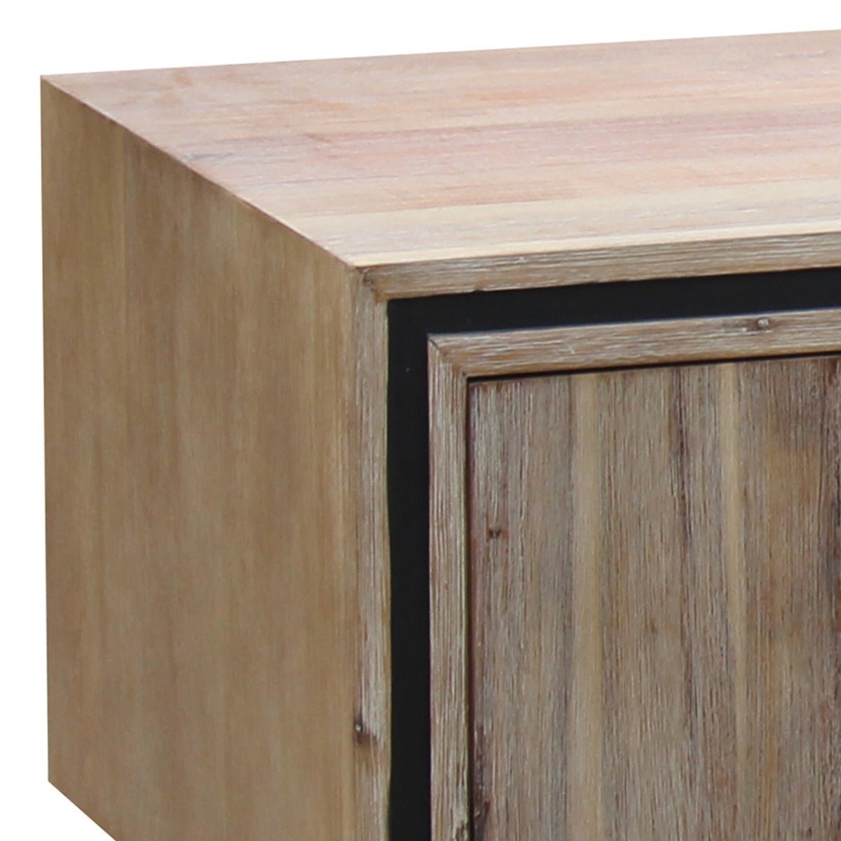 Solid Acacia Wood TV Cabinet With 2 Storage Drawers