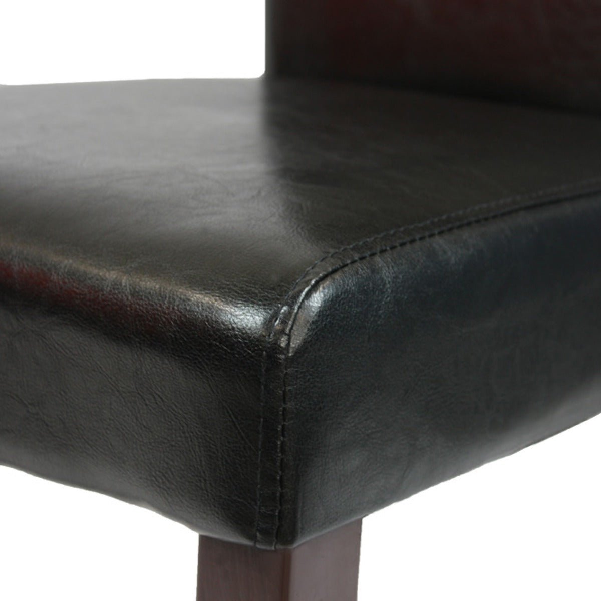 2PCS - Wooden Frame Black Leatherette Dining Chairs with Solid Pine Legs