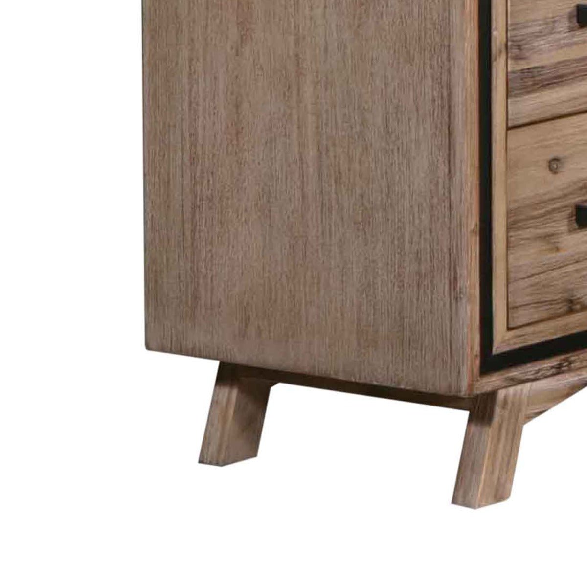 Solid Acacia Tallboy With 5 Storage Drawers