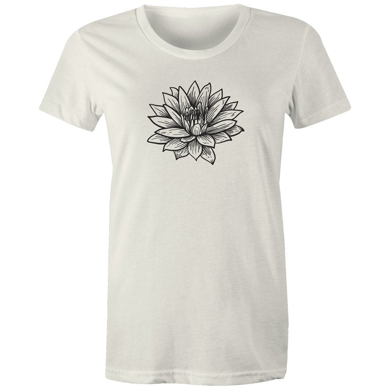 Women's Black Lotus Print T-shirt