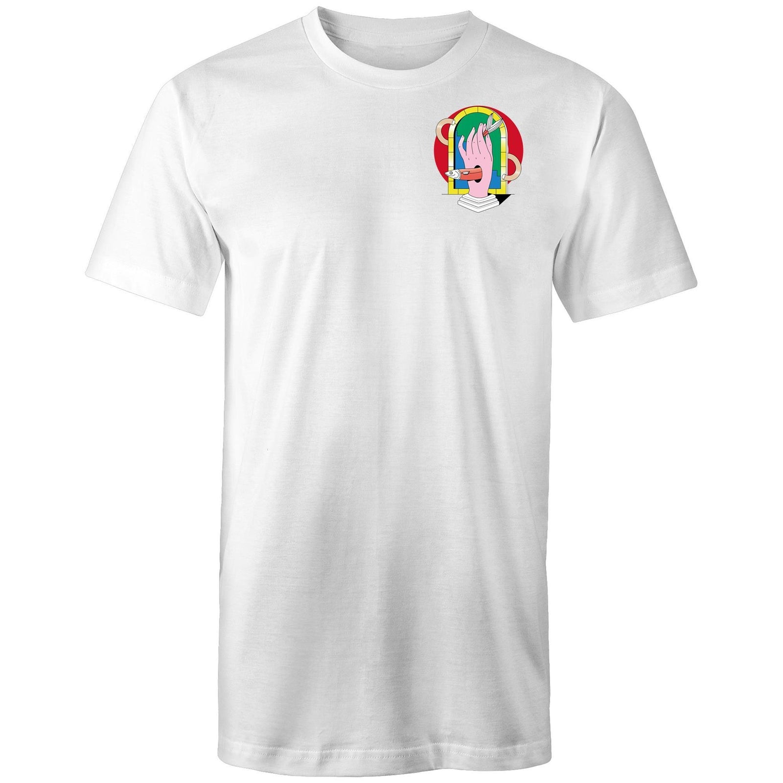 Men's Abstract Hand Fish Pocket Tall Tee T-shirt