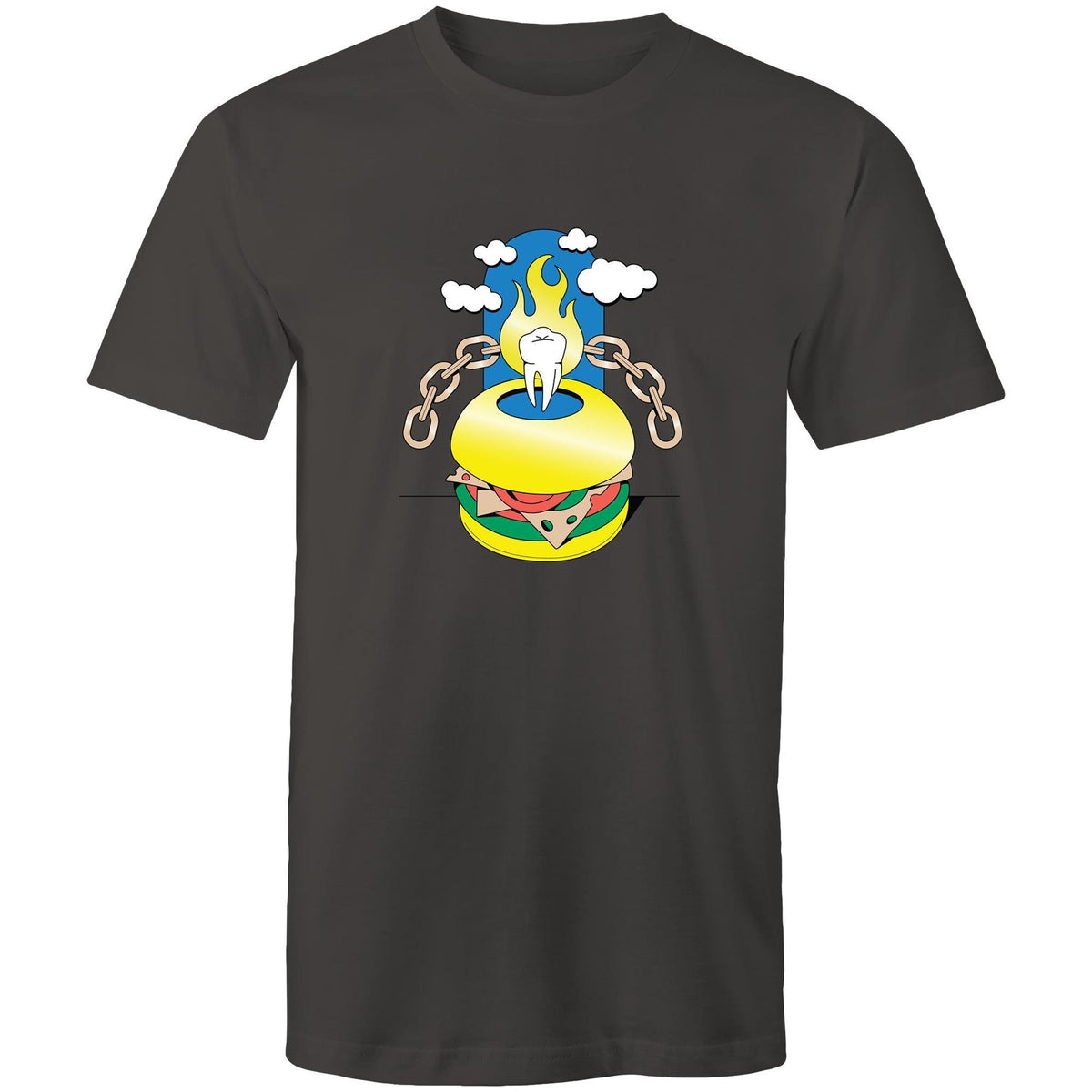 Men's Cartoon Burger Tooth T-shirt