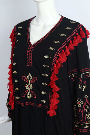 Vintage Gypsy Styled Boho Top | Long Sleeves + Tassels | S-XL