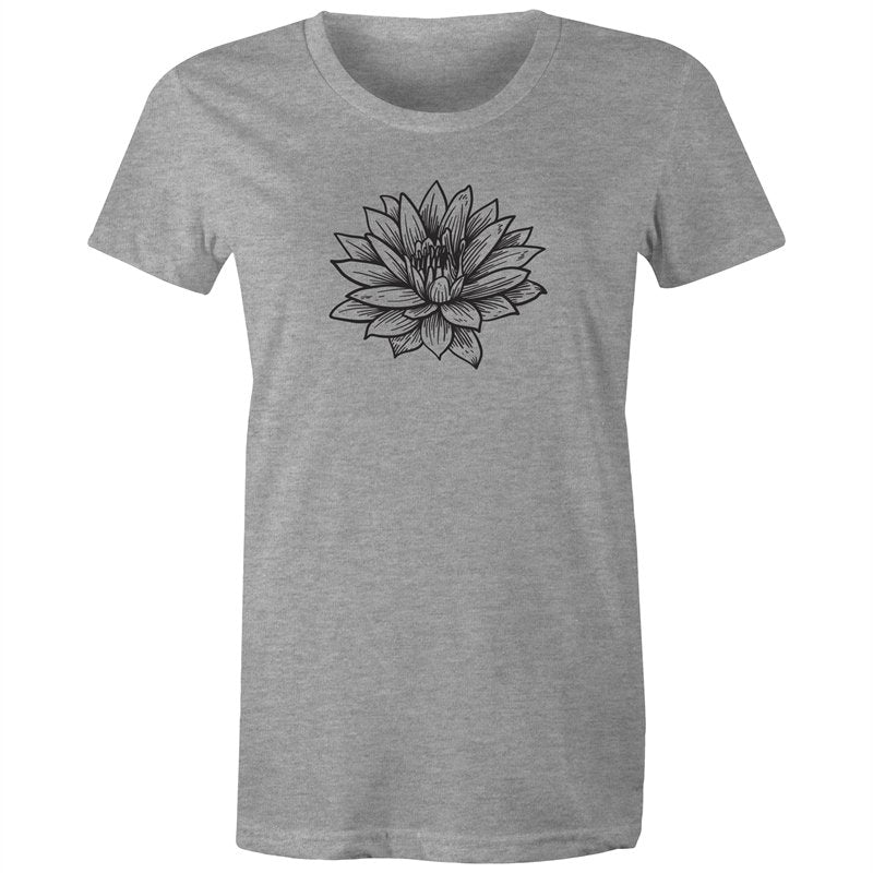 Women's Black Lotus Print T-shirt
