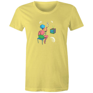 Women's Woman In Space Cartoon T-shirt