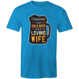 Men's Happiness Is A Cold Beer And A Loving Wife T-shirt