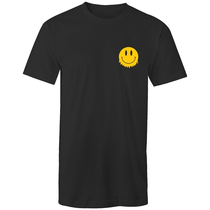 Men's Long Styled Smiley Face Pocket T-shirt