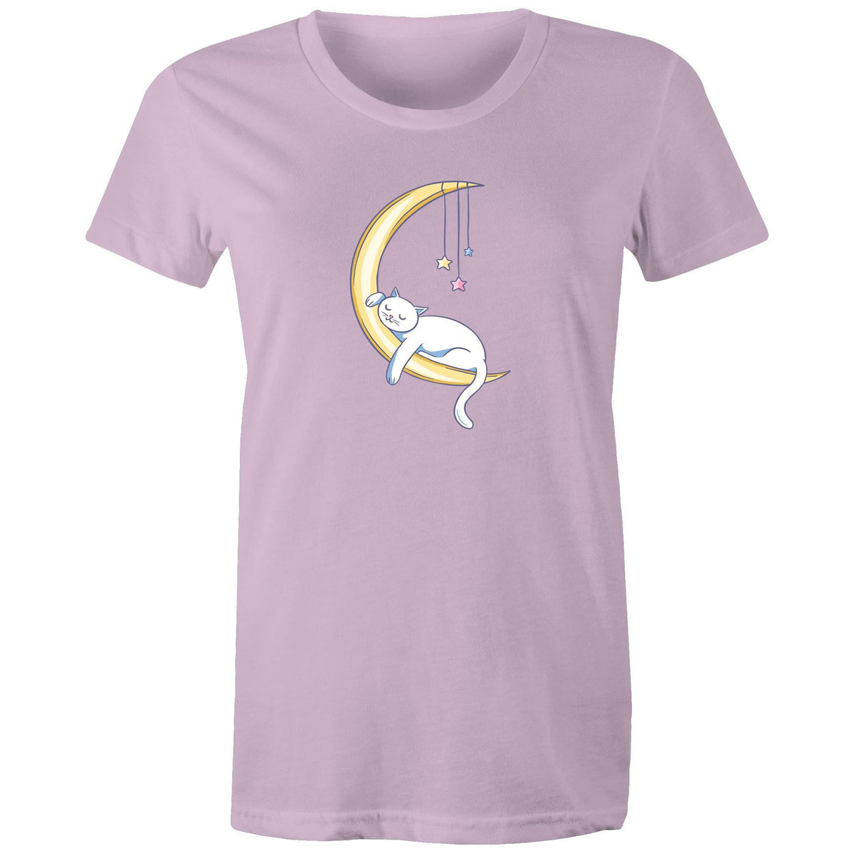 Women's Cat Sleeping on Moon T-shirt
