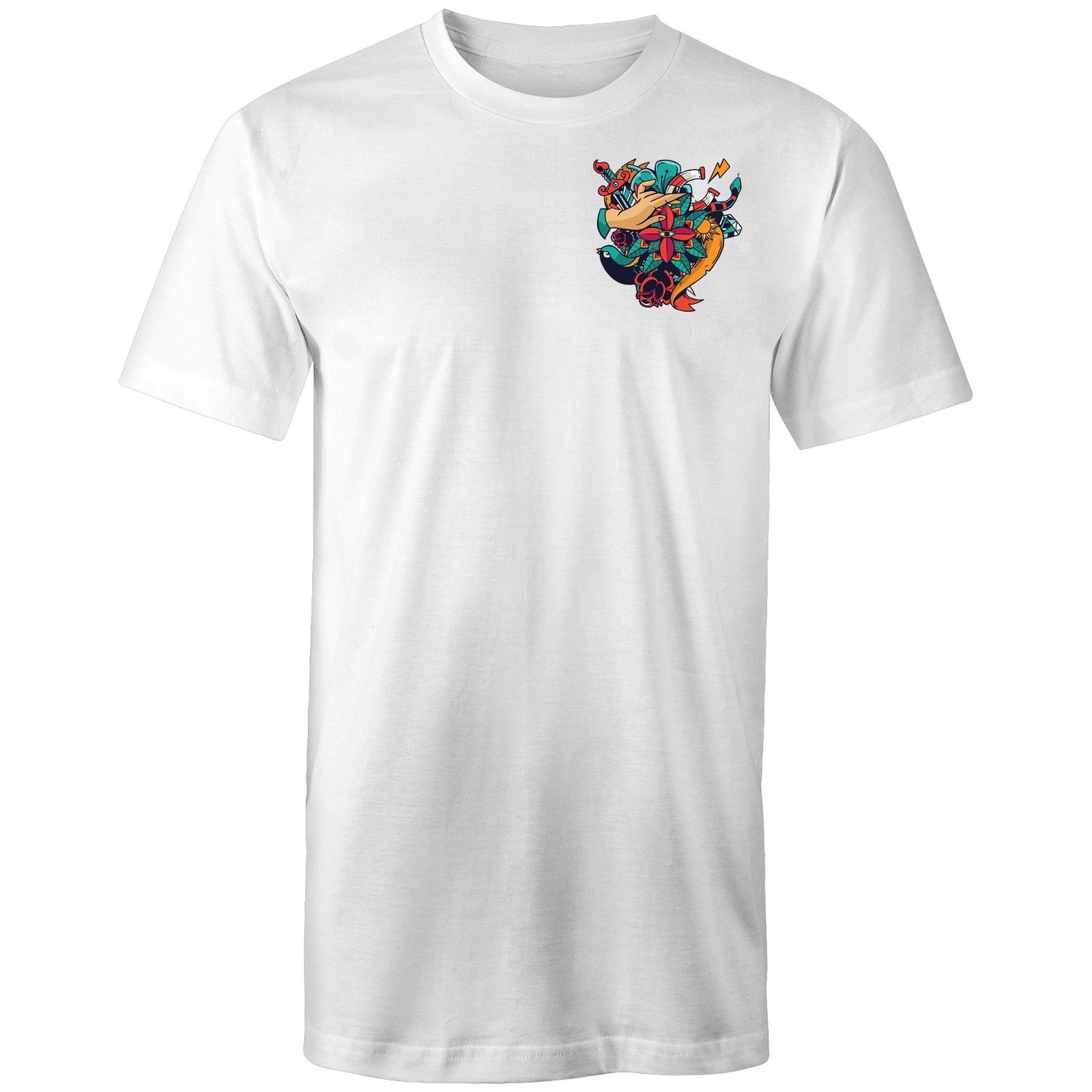 Men's Colourful Tattoo Pocket Tall Tee T-shirt