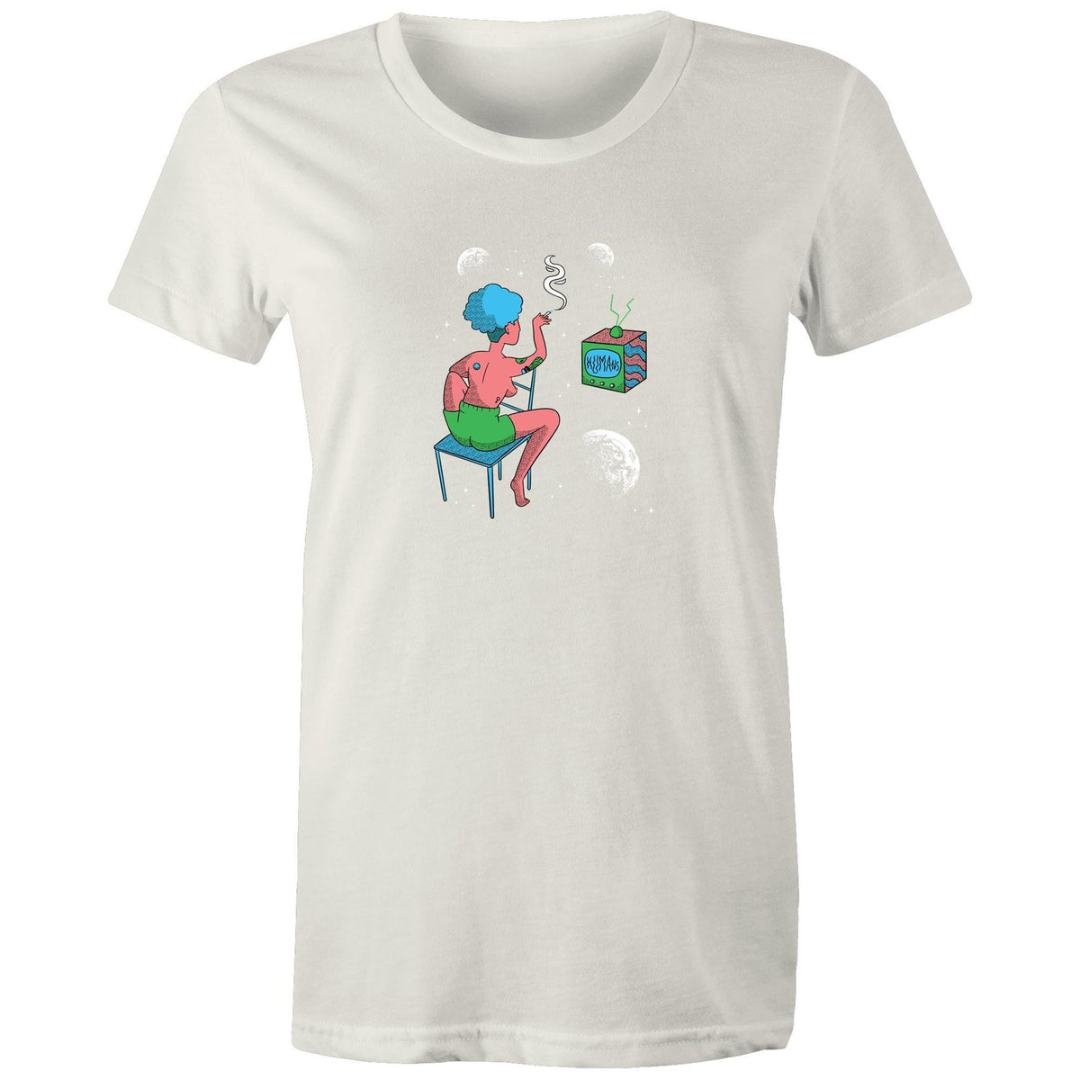 Women's Woman In Space Cartoon T-shirt