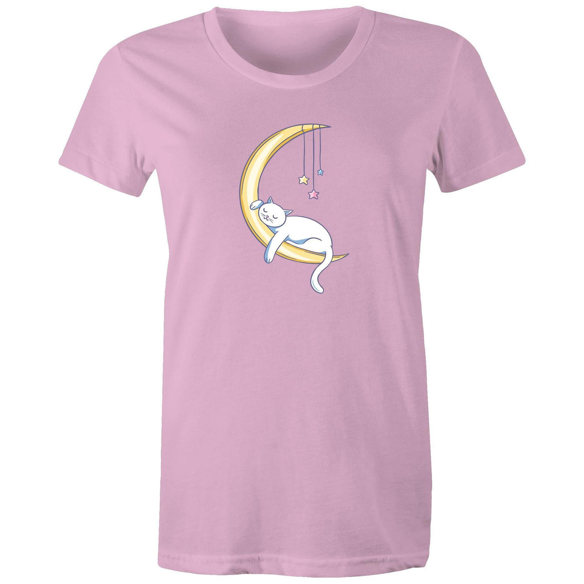 Women's Cat Sleeping on Moon T-shirt