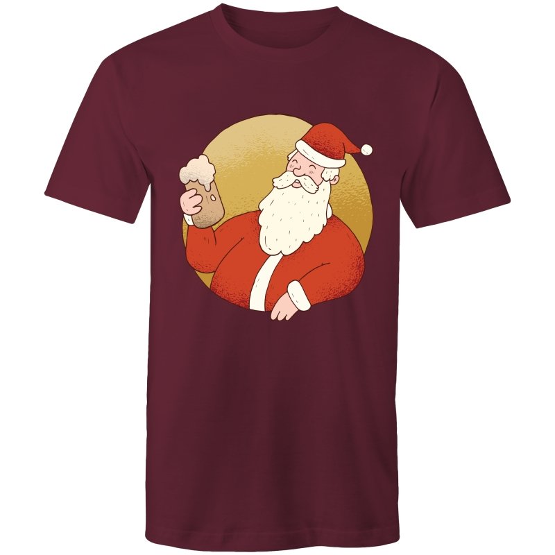 Men's Beer Drinking Santa T-shirt
