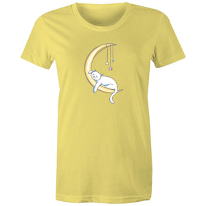Women's Cat Sleeping on Moon T-shirt