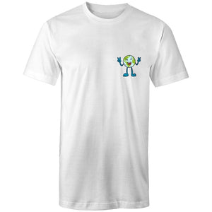 Men's Long Styled Peace Earth Pocket T-shirt