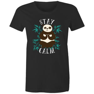Women's Yoga Stay Calm Panda T-shirt