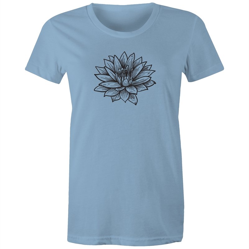Women's Black Lotus Print T-shirt
