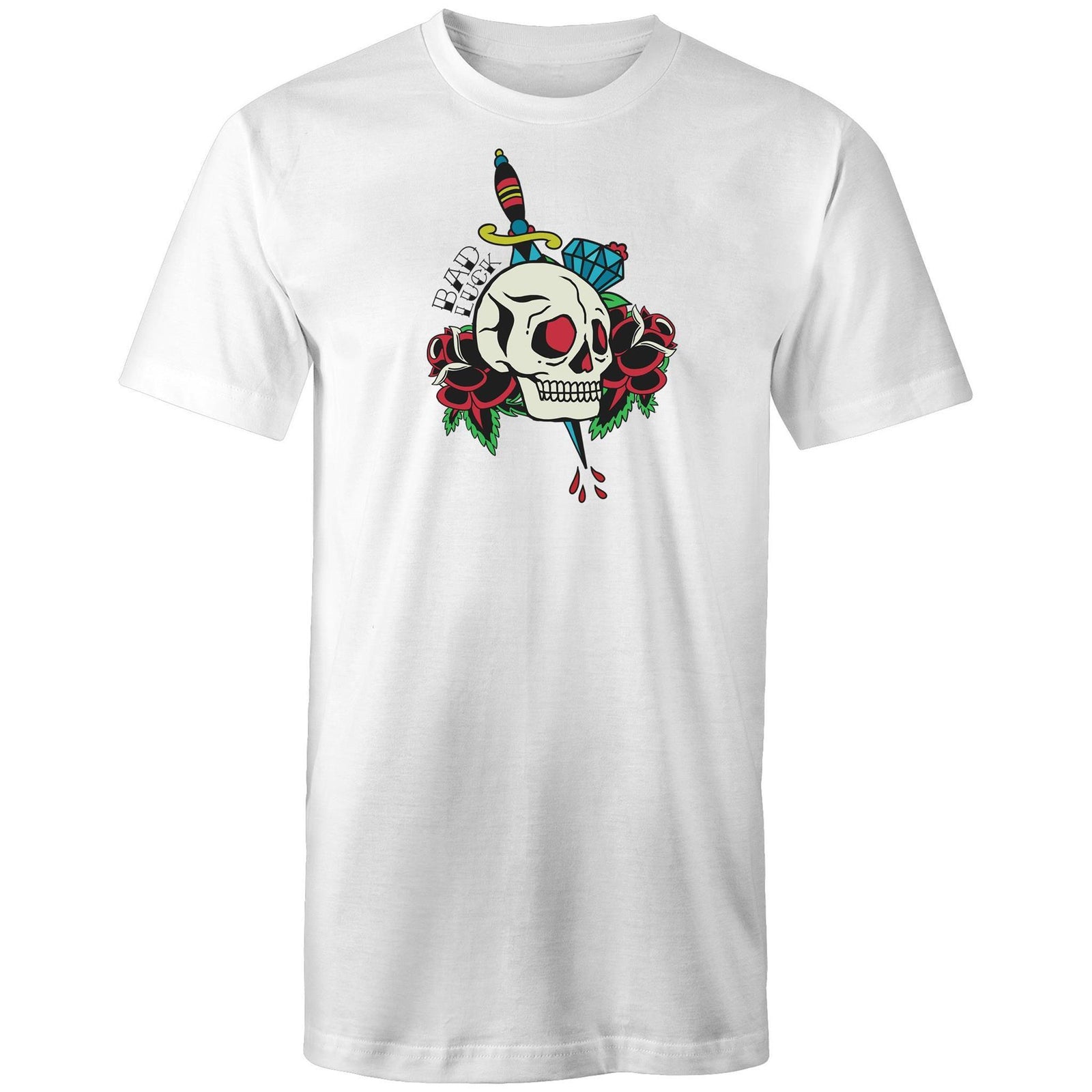 Men's Bad Luck Tattoo Skull Tall Tee T-shirt