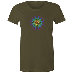 Women's Yoga Coloured Mandala Pattern T-shirt