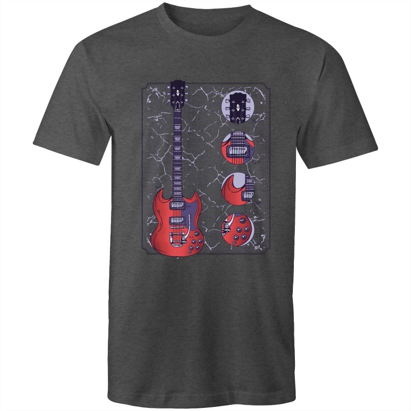 Men's Red Electric Guitar Diagram T-shirt