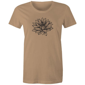 Women's Black Lotus Print T-shirt