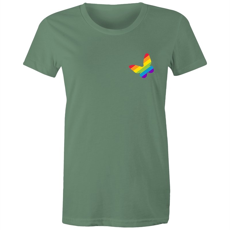 Women's Rainbow Butterfly Pocket T-shirt
