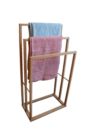 3-TierBamboo Towel Bar Holder Rack Freestanding for Bathroom and Bedroom