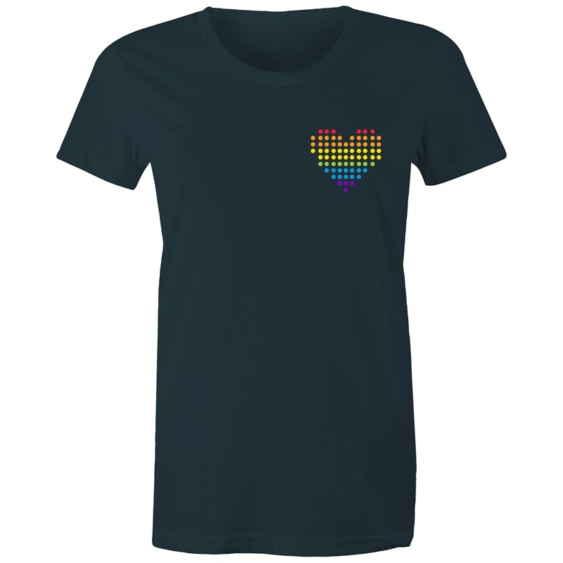 Women's Rainbow Heart Pocket T-shirt