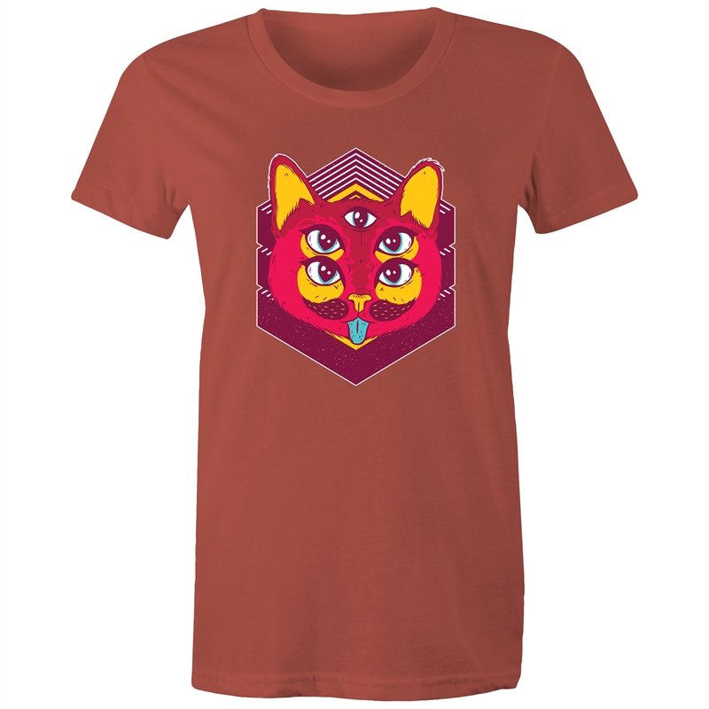 Women's Psychedelic Cat T-shirt