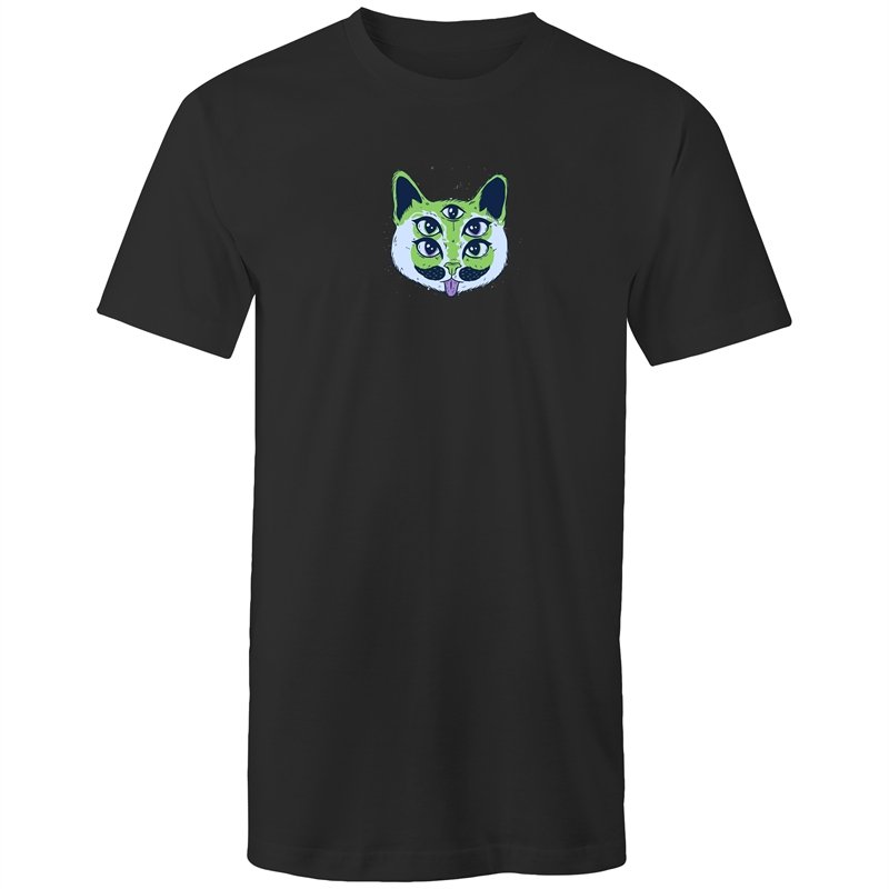 Men's Long Styled Trippy Cat T-shirt