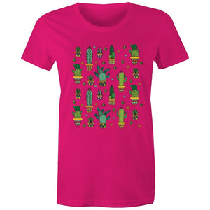 Women's Cactus Cartoon Print T-shirt
