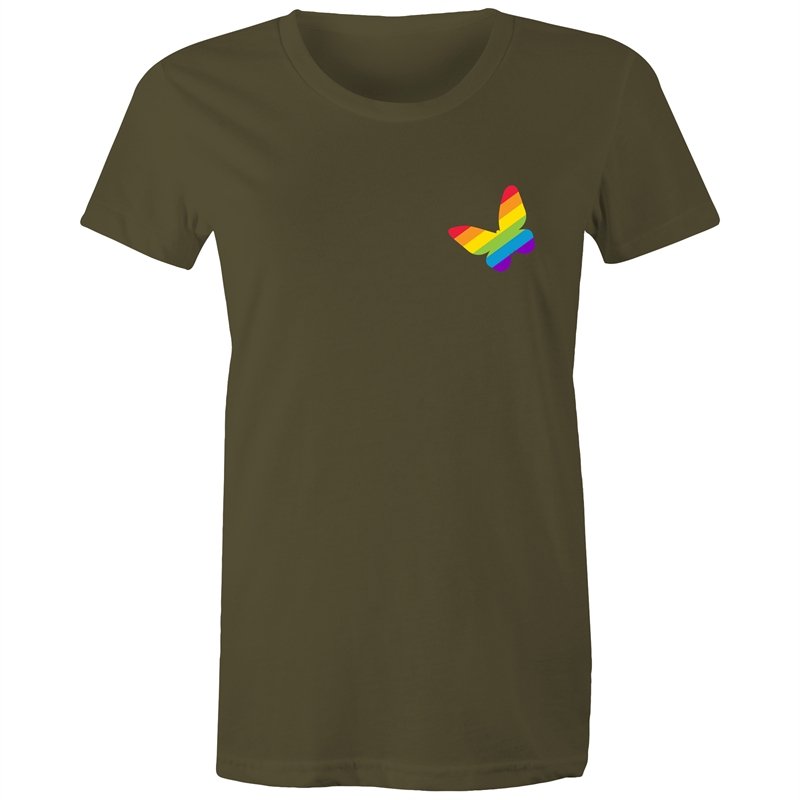 Women's Rainbow Butterfly Pocket T-shirt