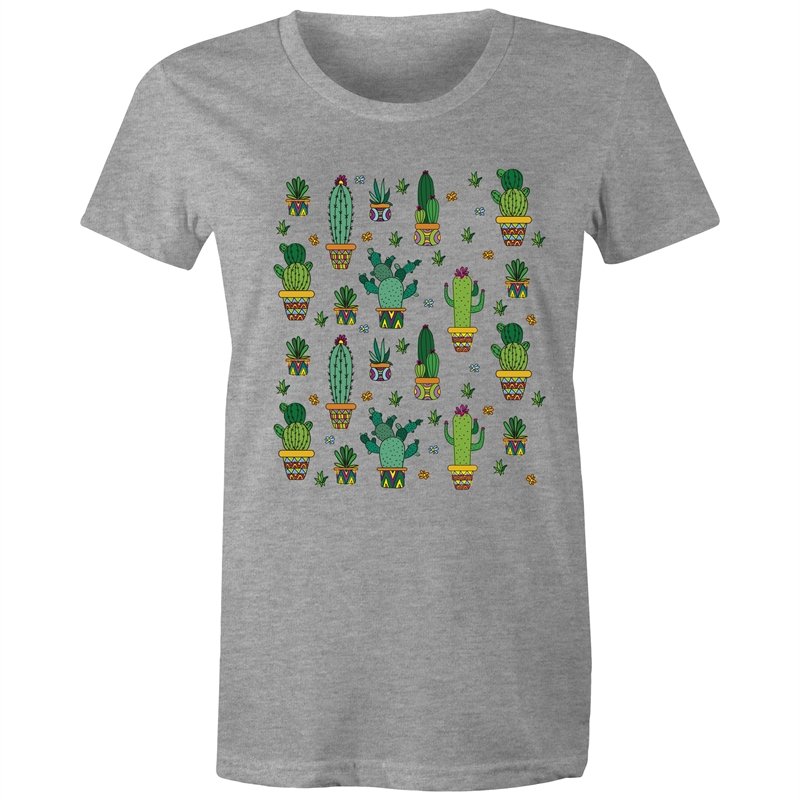 Women's Cactus Cartoon Print T-shirt
