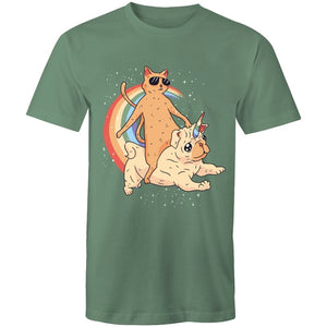 Men's Funny Cat Riding Unicorn T-shirt