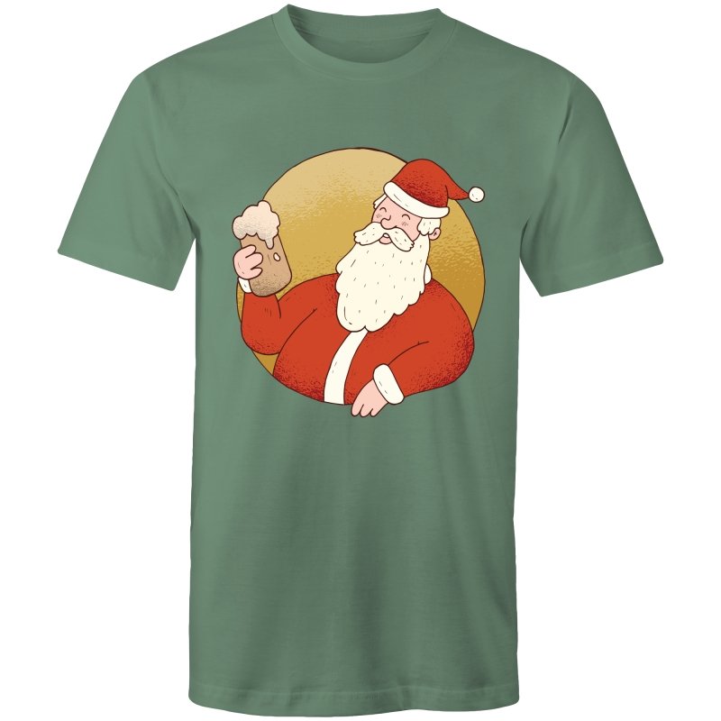 Men's Beer Drinking Santa T-shirt