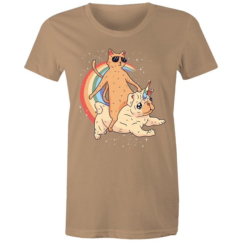 Women's Cat And Unicorn Pug T-shirt