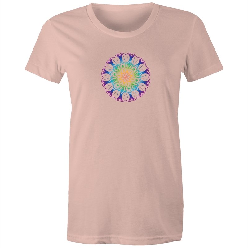 Women's Yoga Coloured Mandala Pattern T-shirt