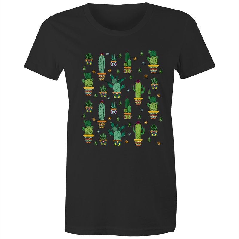 Women's Cactus Cartoon Print T-shirt