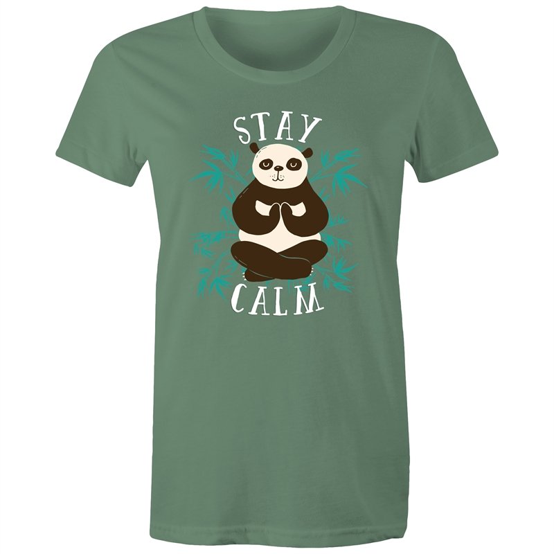Women's Yoga Stay Calm Panda T-shirt