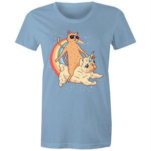 Women's Cat And Unicorn Pug T-shirt