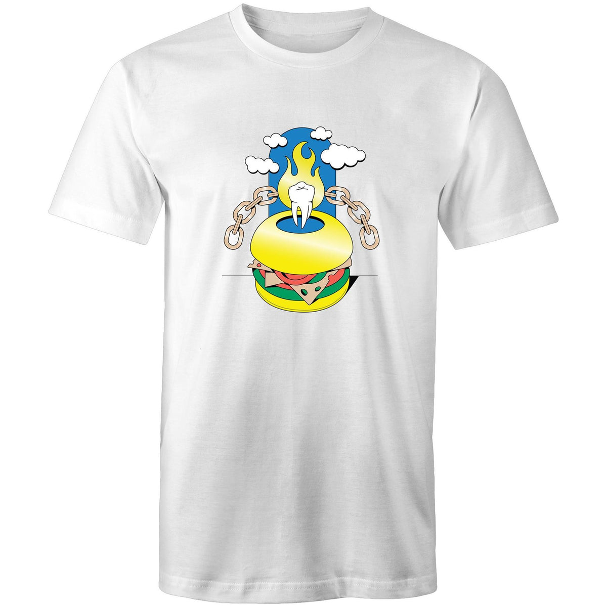 Men's Cartoon Burger Tooth T-shirt
