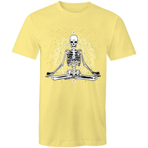 Men's Meditating Skeleton With Lotus Background T-shirt